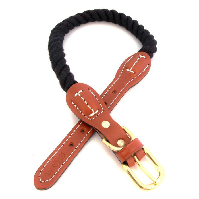 Cotton Rope Dog Collar with Leather Accents