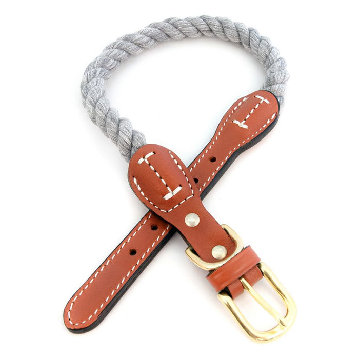 Cotton Rope Dog Collar with Leather Accents