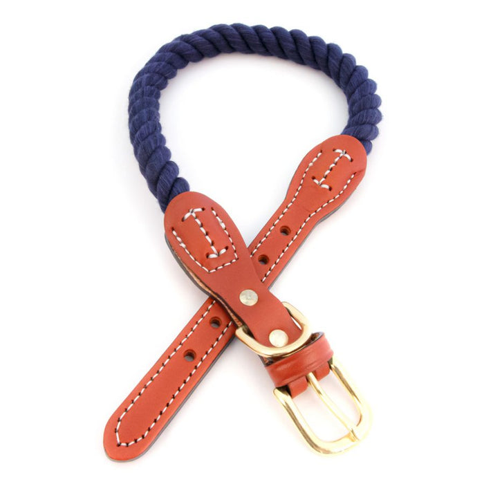 Cotton Rope Dog Collar with Leather Accents