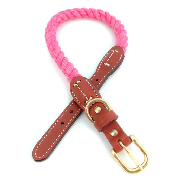 Cotton Rope Dog Collar with Leather Accents
