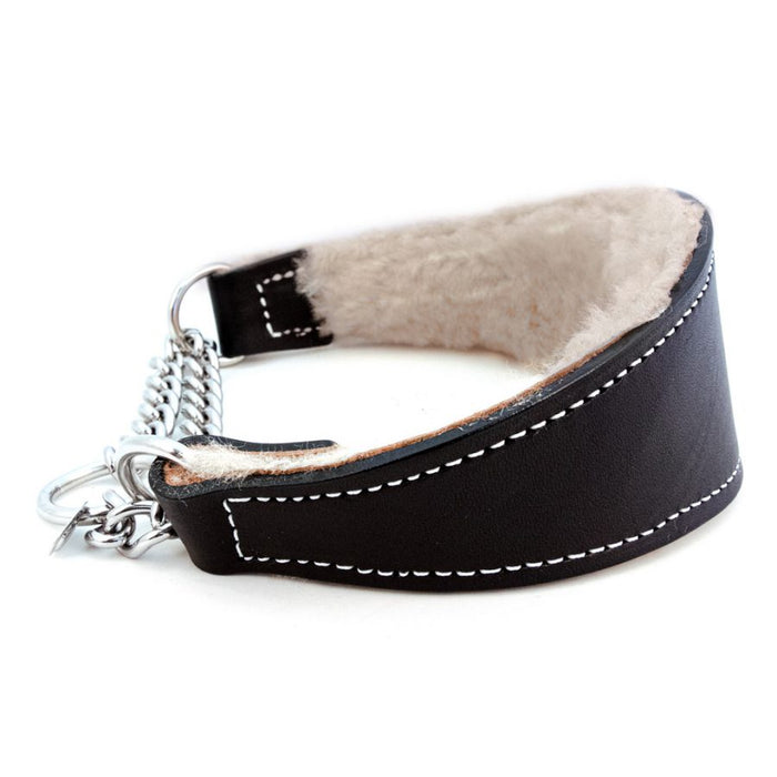 Shearling Lined Martingale Dog Collar Black