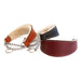 group of tan, black, and burgundy shearling lined martingale dog collars