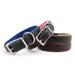 group of black padded leather dog collars with stainless steel hardward