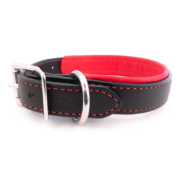 Padded Leather Collar - Black