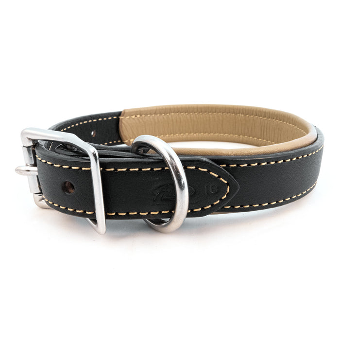 Padded Leather Collar - Black