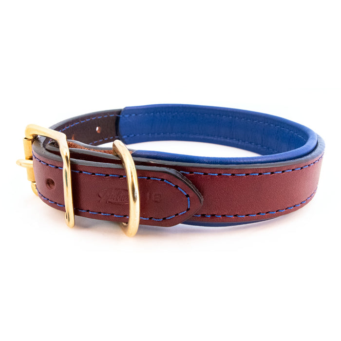 Padded Leather Collar - Burgundy
