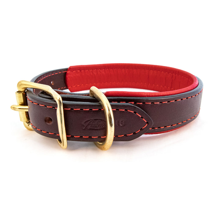 Padded Leather Collar - Burgundy