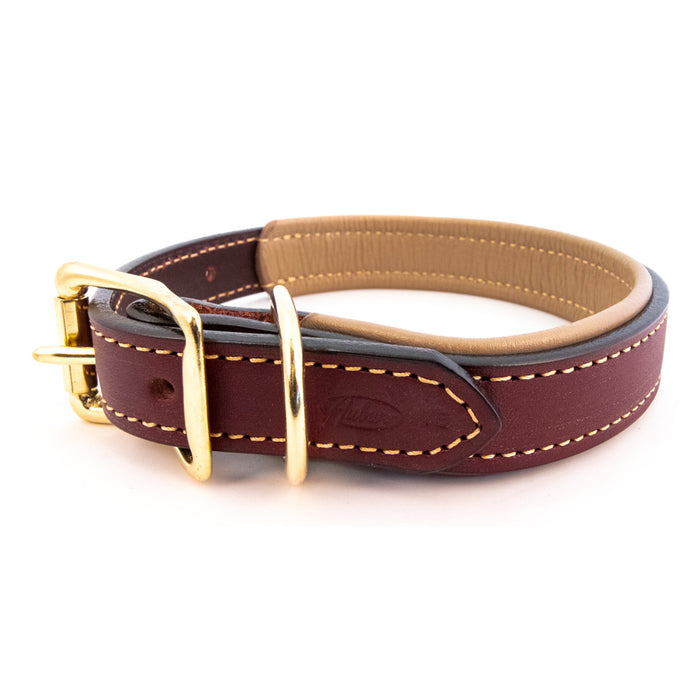 Padded Leather Collar - Burgundy
