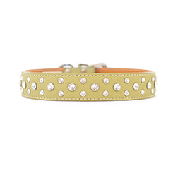 green tuscan collar with 3 rows crystals