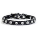 Tuscan Italian Leather Mini collar in Black with Swarovski crystals