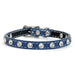 Tuscan Italian Leather Mini collar in Navy with Swarovski crystals