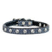 Tuscan Italian Leather Mini collar in Slate Grey with Swarovski crystals