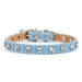 Tuscan Italian Leather Mini collar in Light Blue with Swarovski crystals