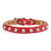 Tuscan Italian Leather Mini collar in Red with Swarovski crystals