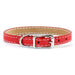 Tuscan Mini Italian leather collar for small dogs in bright red