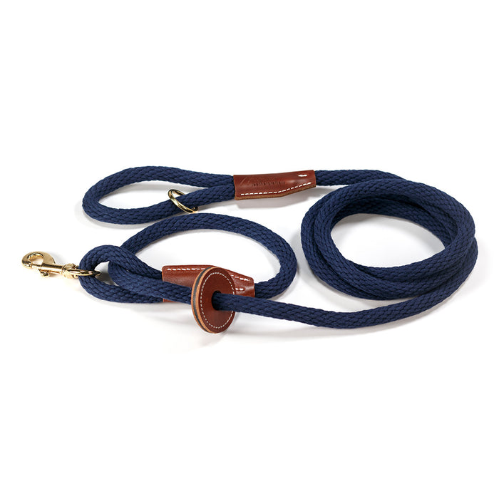 Cotton Rope leash with snap and slide to securely use as a harness leash