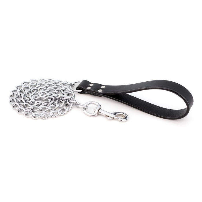 Chain Leash with Bridle Leather Handle 3mmx48in