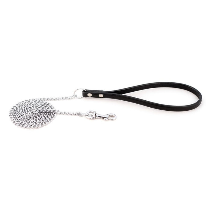 Chain Leash with Bridle Leather Handle 2mmx72in