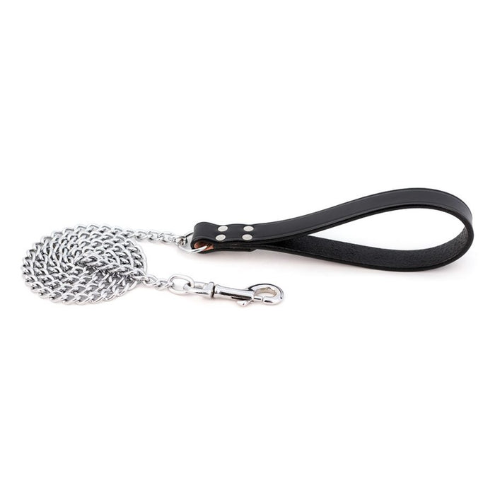 Chain Leash with Bridle Leather Handle 2.5mmx48in