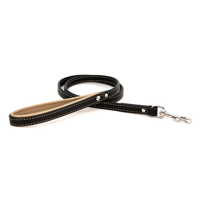 Padded Leather Leash - Black
