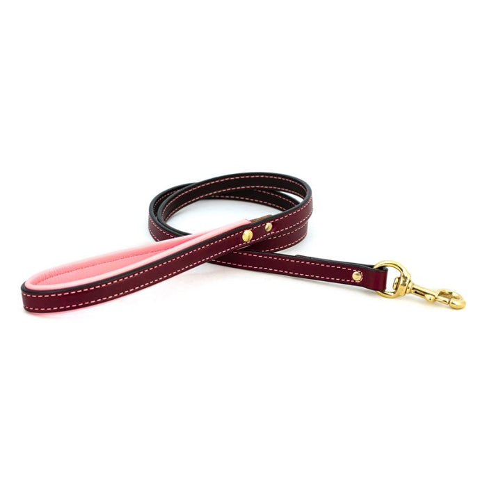 Padded Leather Leash - Burgundy