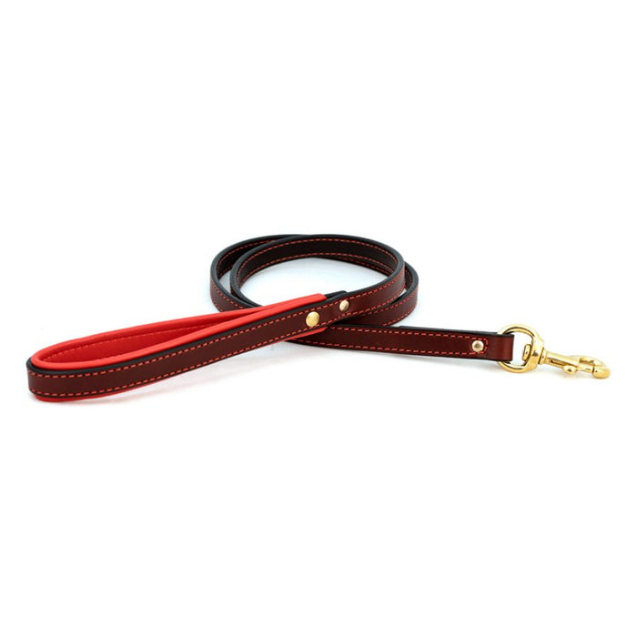Padded Leather Leash - Burgundy