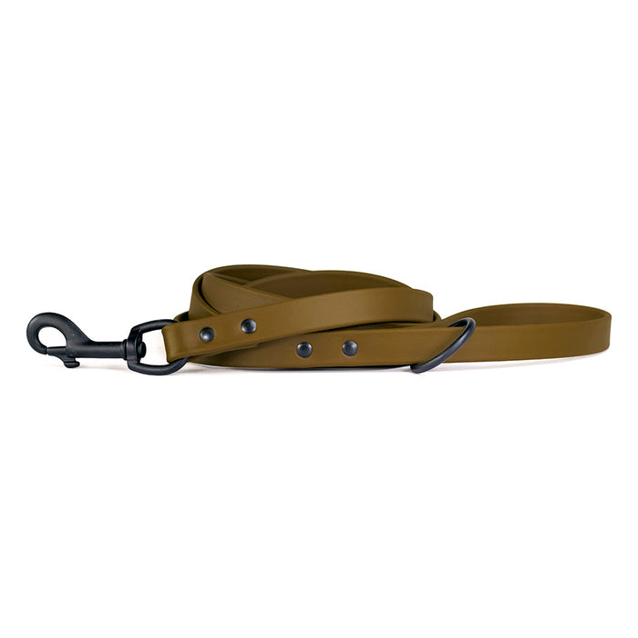 coyote bronze Biothane dog leash with black snap and hardware