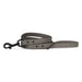 titanium grey Biothane dog leash with black snap and hardware