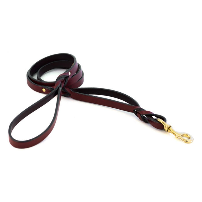 Two Handled Braided Leash Burgundy