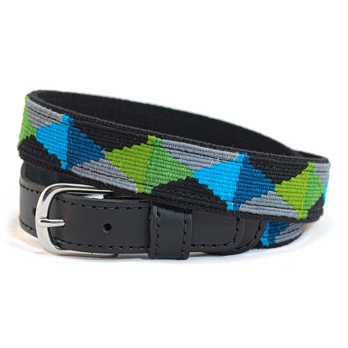 a tail we could wag Cotton and Leather Belt - Argyle