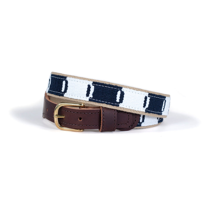 Game Day woven belt in blue and white