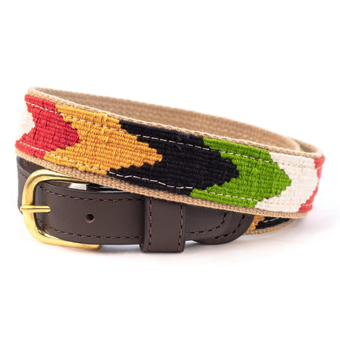 a tail we could wag Cotton and Leather Belt - Chevron