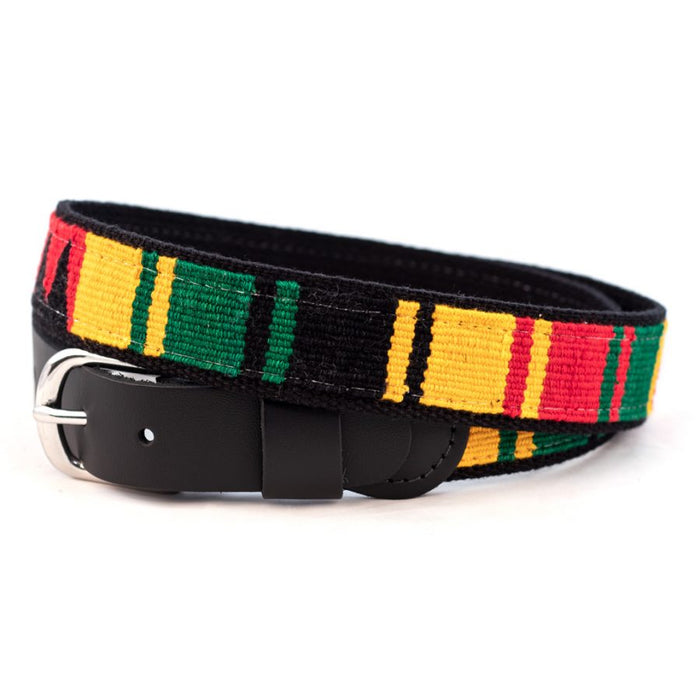 a tail we could wag Cotton and Leather Belt - Rasta