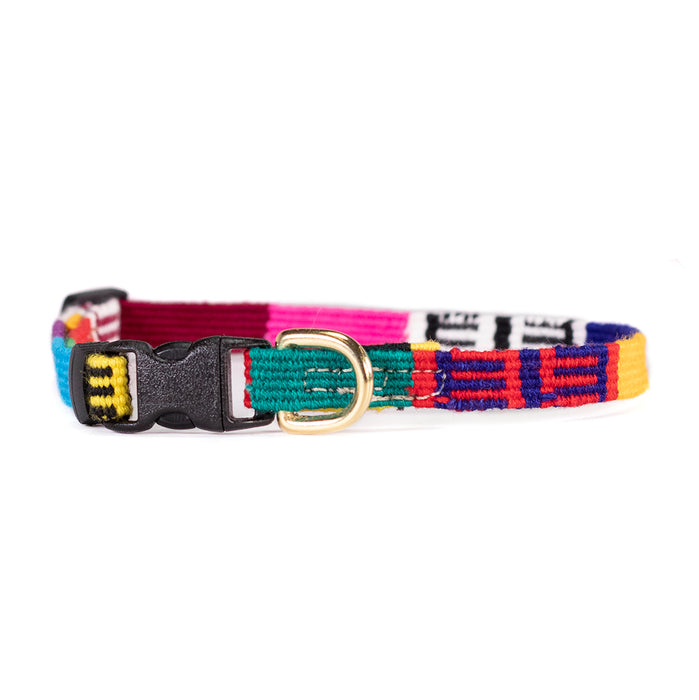 a tail we could wag Traditional Multi extra small fabric collar