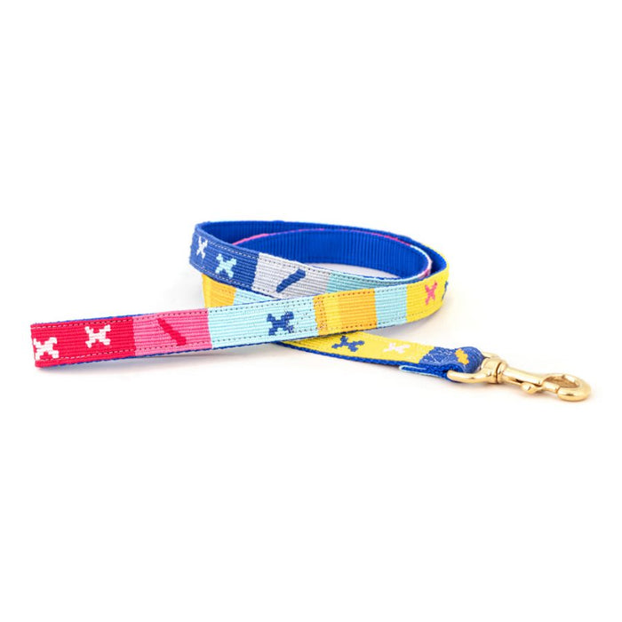 a tail we could wag Starry Day Island Blue leash with pink, light blue, medium blue, and yellow
