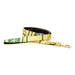 a tail we could wag handwoven leash in shades of yellow and green with similar yellow and green patterns and brass snap