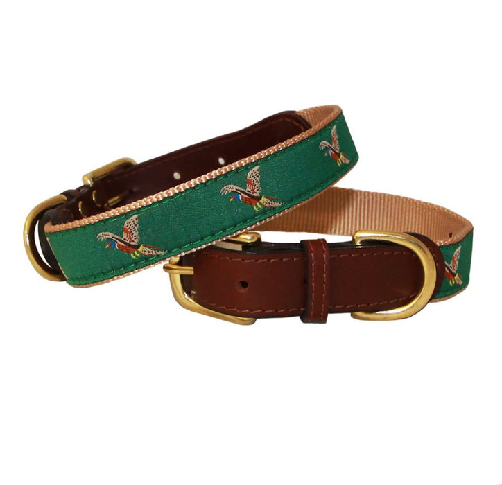 American Traditions Leather and Ribbon Dog Collar