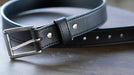 black bridle leather belt with stainless steel buckle