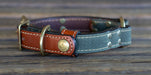 Upland & Downstream leather center ring collar with olive waxed cotton and brass hardware