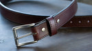 burgundy bridle leather belt with brass buckle