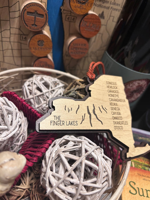 New York State Finger Lakes Ornament | Christmas Gift | Handcrafted Wood