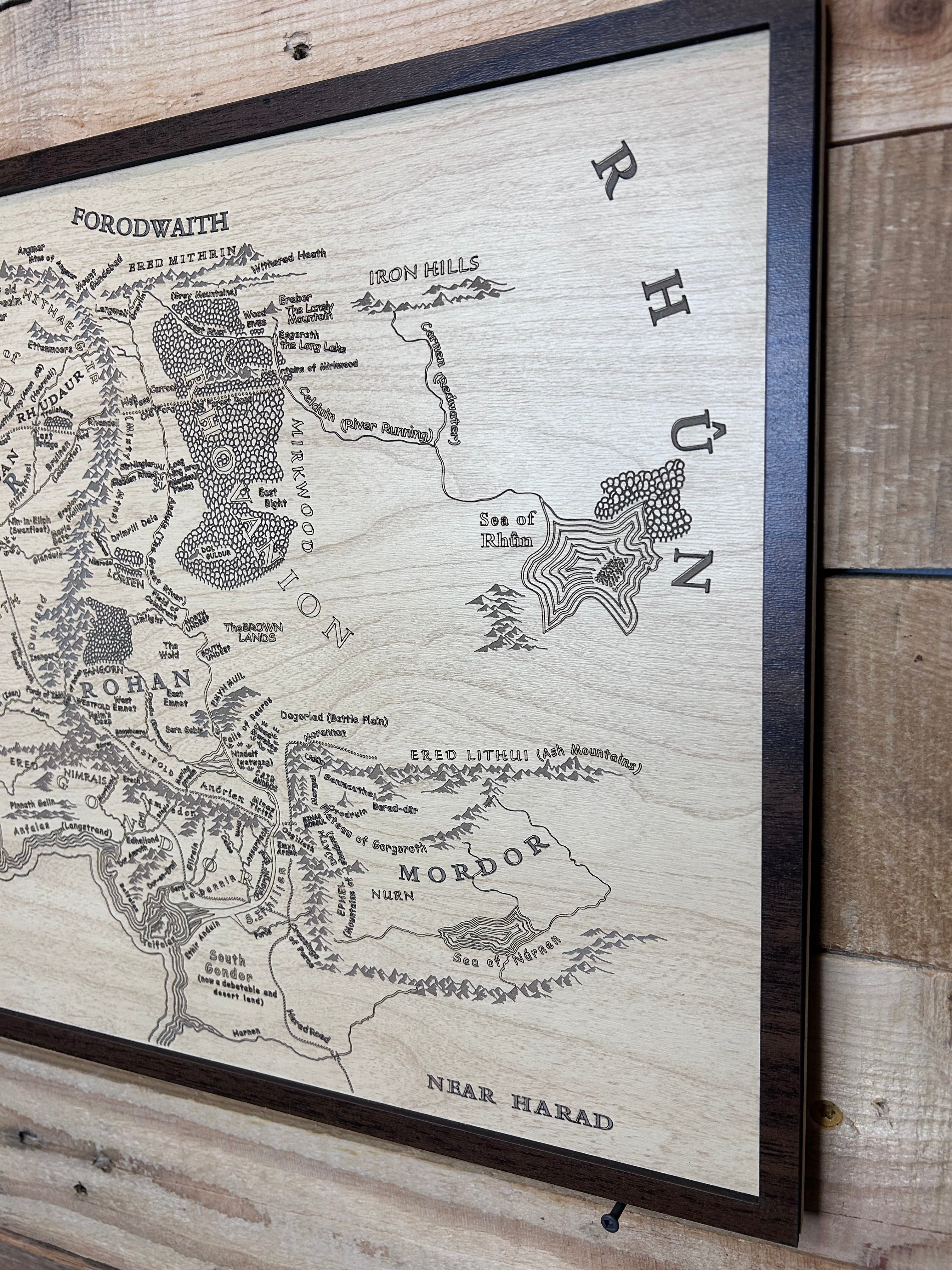 Close up of Middle Earth Map from the Lord of the Rings