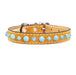 tan suede collar with turquoise cabechons