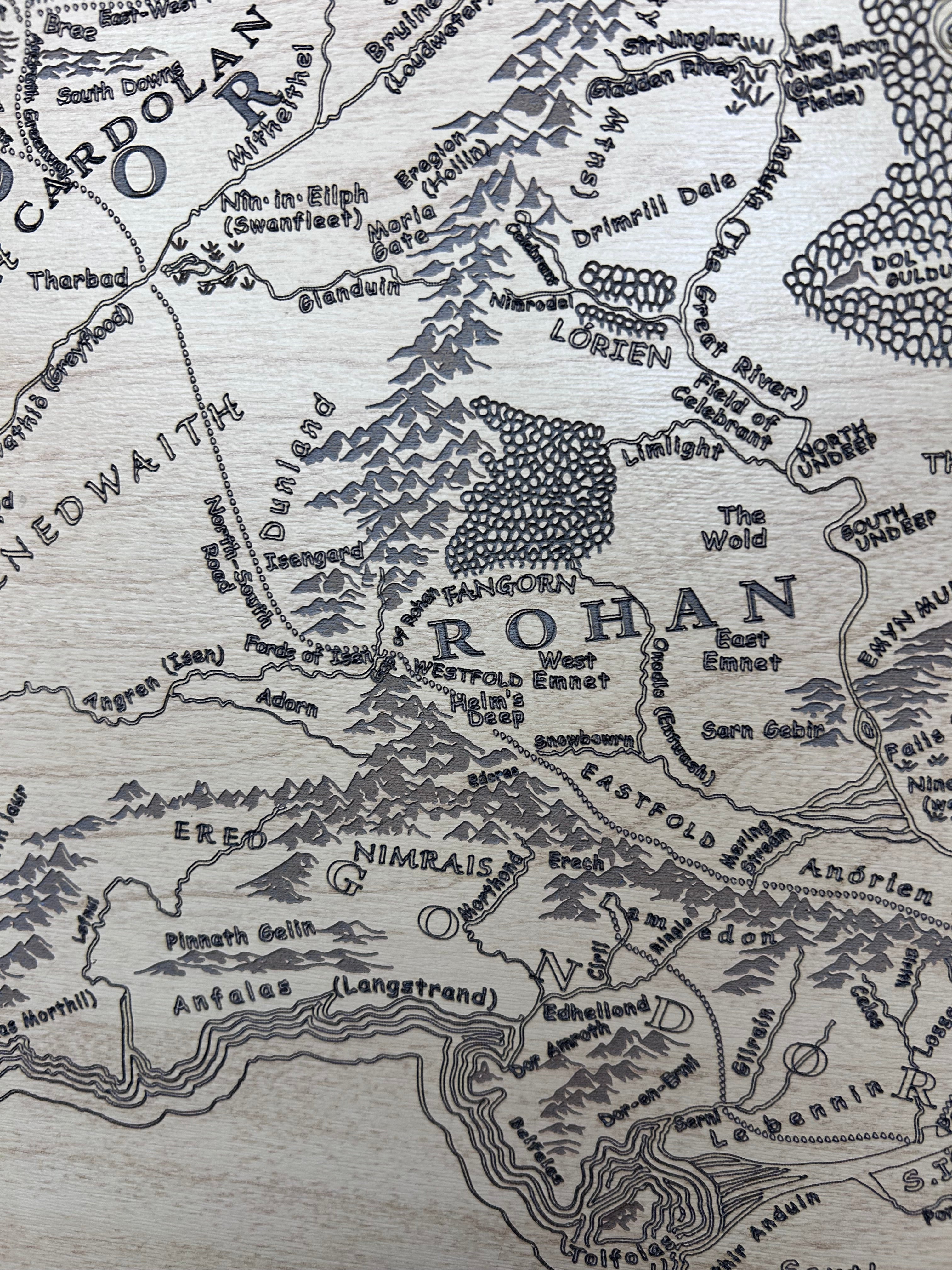 Middle Earth Map | LOTR Wall Art | Handcrafted Wood Tolkien Decor