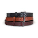 group of three leather belts with stainless steel buckles