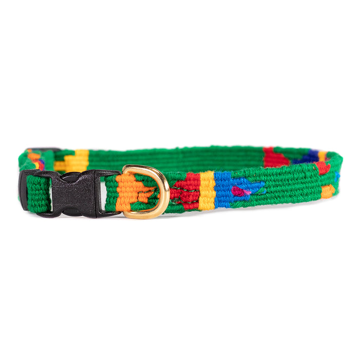 a tail we could wag extra small collar with side release buckle in Foolish Fish green