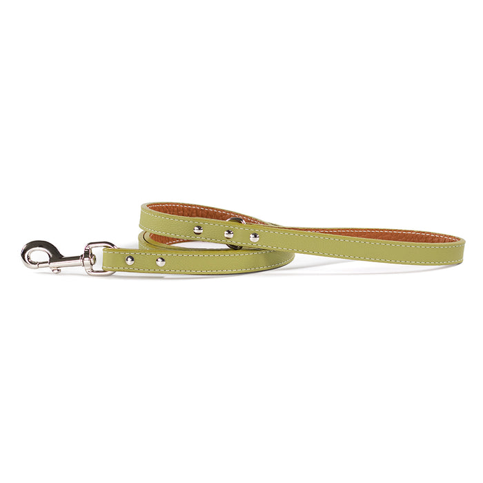 Tuscan Italian Leather 5 ft leash in Green