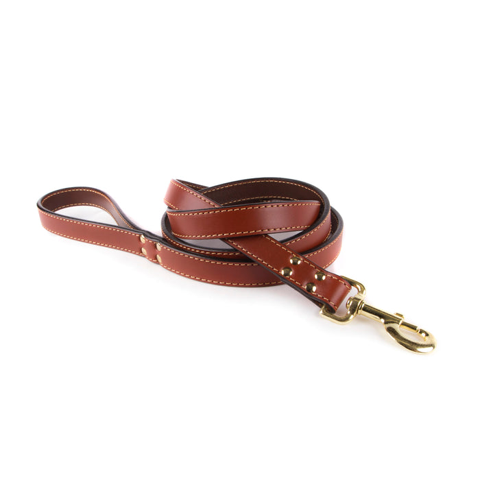 Heirloom Stitched Leather leash in tan Bridle Leather