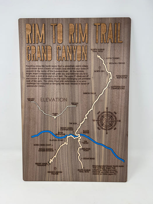 Wooden plaque with engraved map 