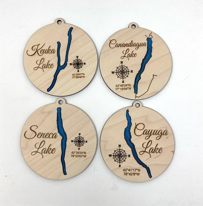 Finger Lakes Bathymetric Christmas Ornaments